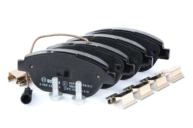 Comparare E1 90R-011199/011 Pastiglie dei freni con istruzioni montaggio, con lamierino anticigolío, con bulloni/viti da BOSCH 425408, 1605157, 1605181, 425408 a buon mercato