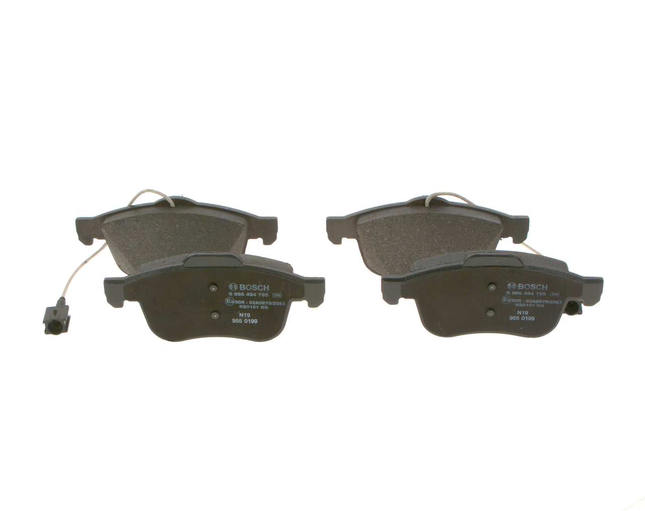 BOSCH 0 986 494 795 Τακάκια φρένων Fiat Doblo 263 1.3 D Multijet (263ZXT1A, 263WXT1A, 263ZYA1A, 263WYA1A) 80 PS 225 A2.000